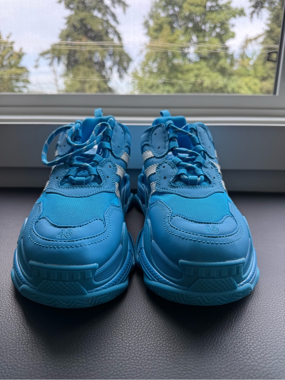 Balenciaga Men's Triple S Style Sneakers in Bright Blue